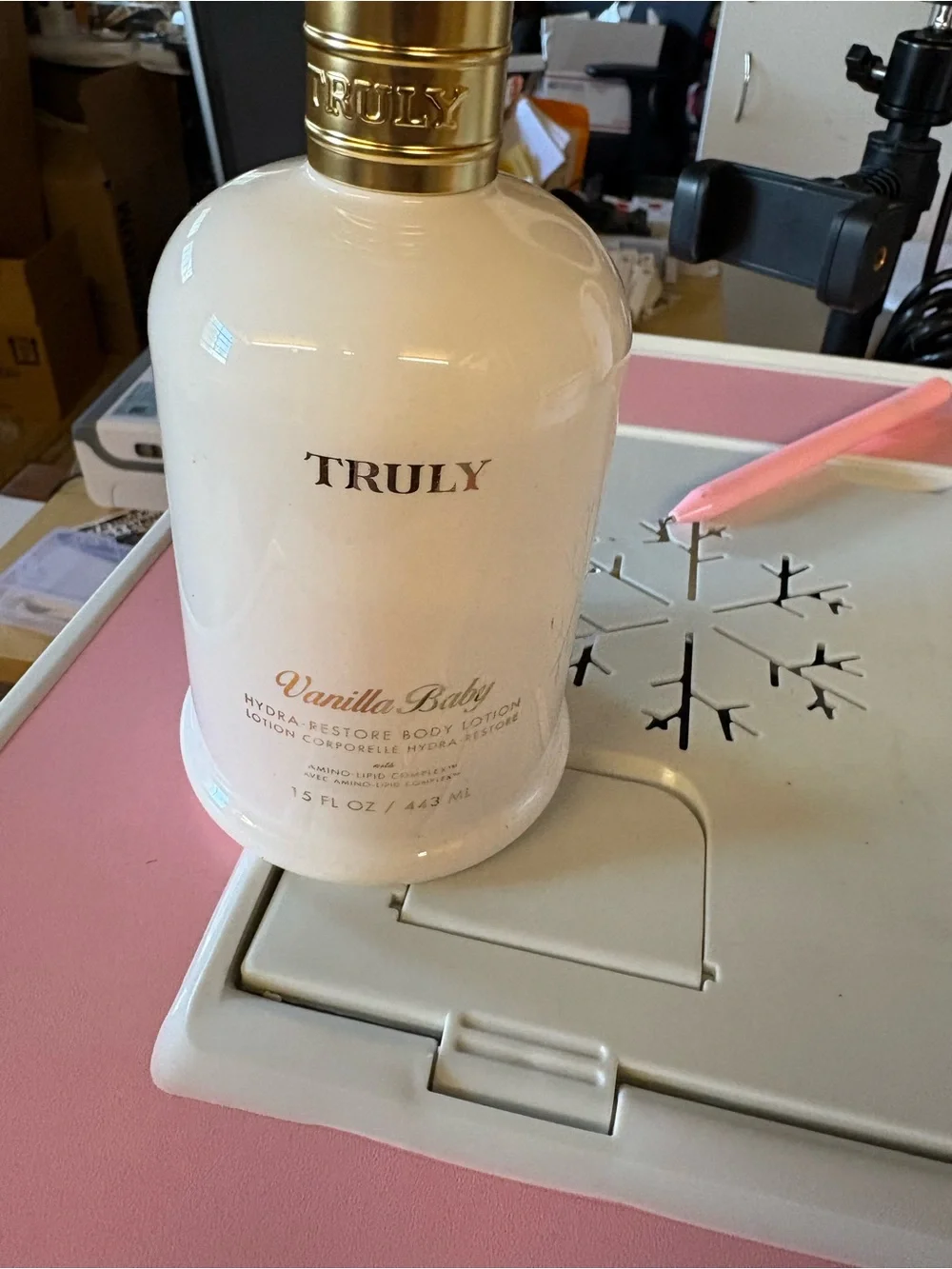 TRULY Vanilla Baby Hydrate & Restore Body Lotion - Cream and Gold Accents